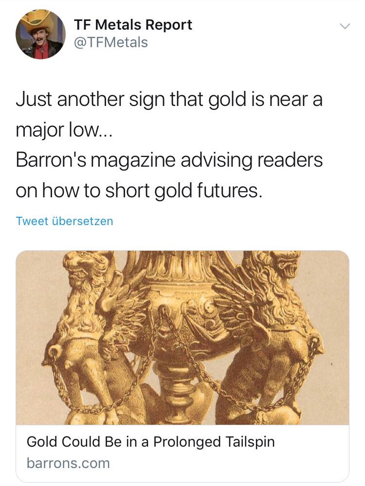Barron´s magazine advising readers on how to short gold