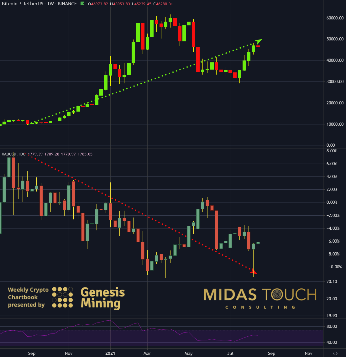 Bitcoin to Gold comparison, weekly chart as of August 17th, 2021. Your low-risk option is Bitcoin